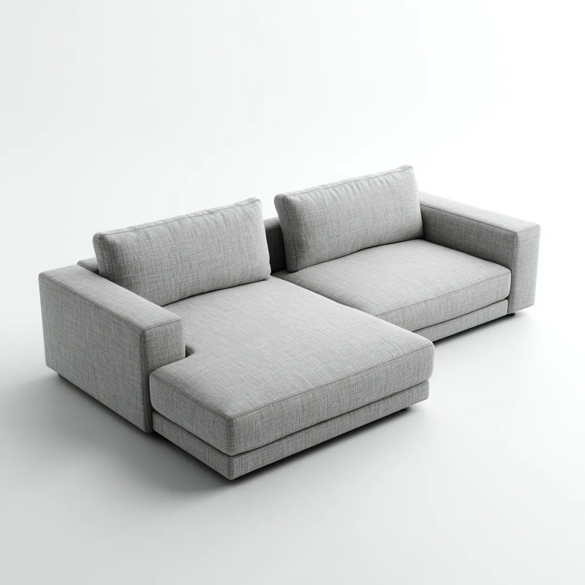 Canapé d'angle gauche 3 places gris clair en polyester forme L 250 x 160 x 85 cm