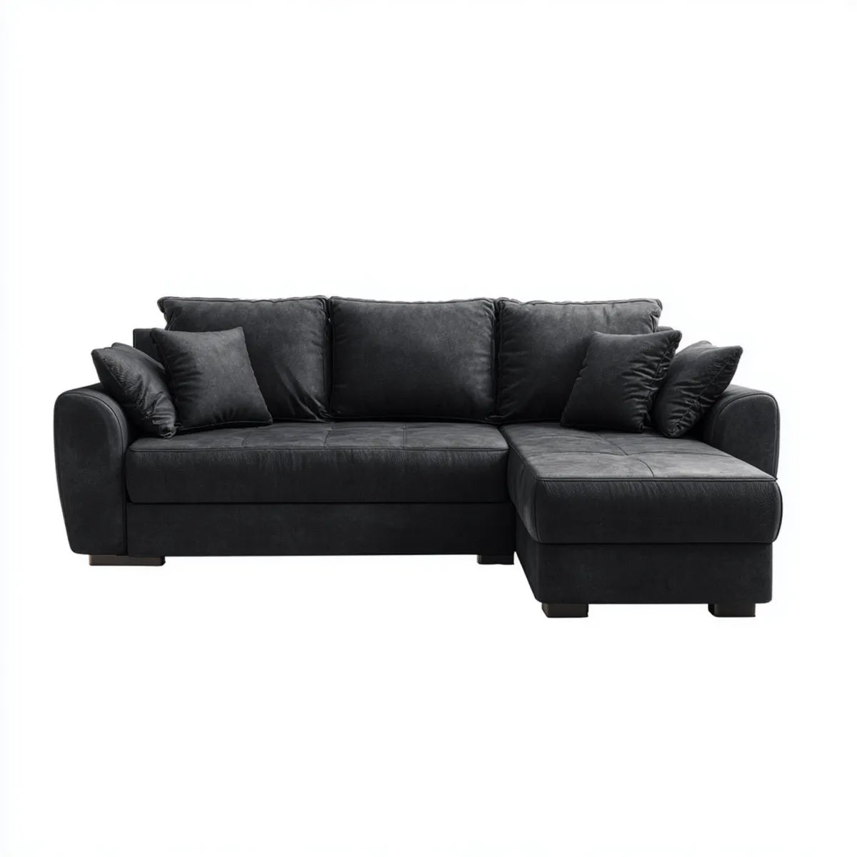 Canapé d'angle réversible 4 places noir 260 x 160 x 85 cm en similicuir PU avec méridienne droite