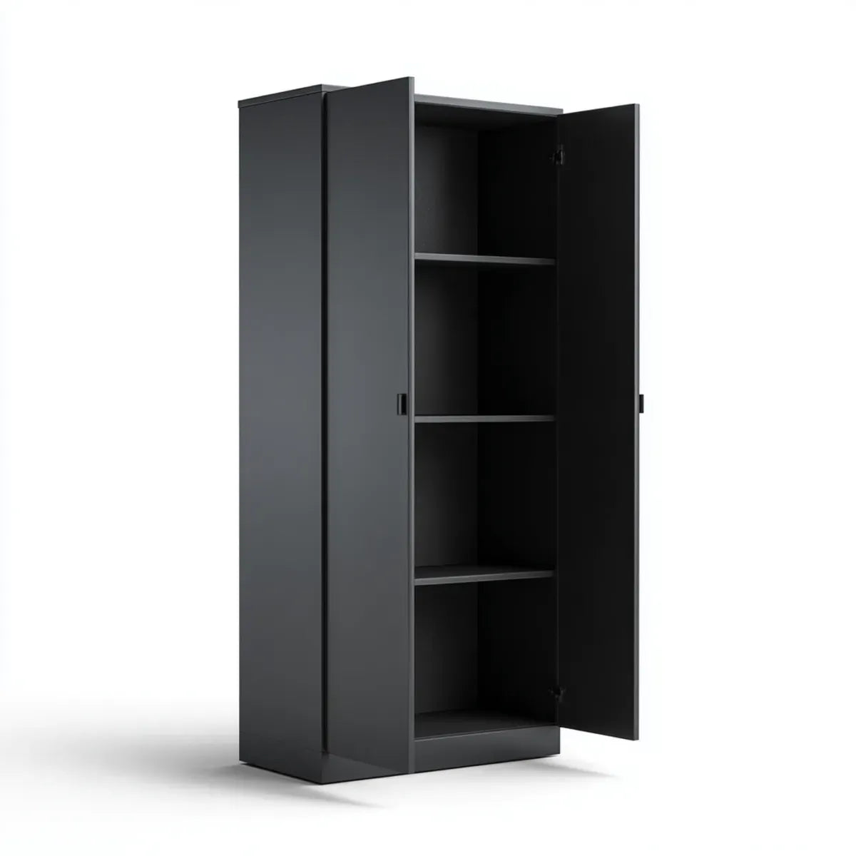 Armoire de chambre 2 portes noire 80 x 50 x 180 cm en panneaux MDF rectangulaire
