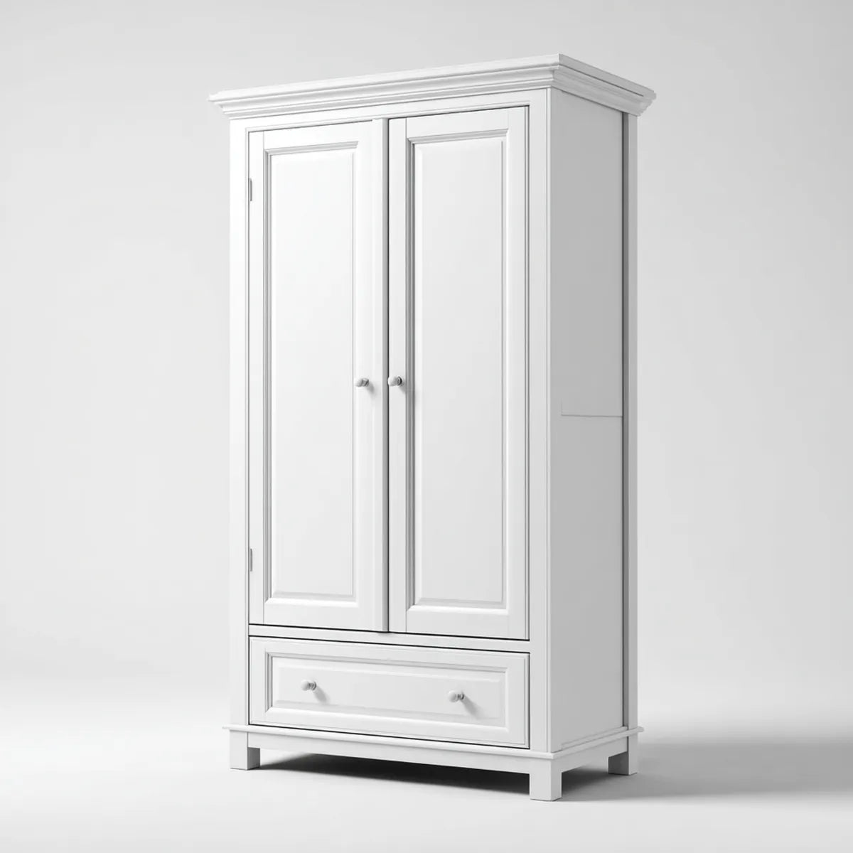 Armoire de chambre 2 portes avec tiroir blanche 100 x 55 x 200 cm en MDF rectangulaire