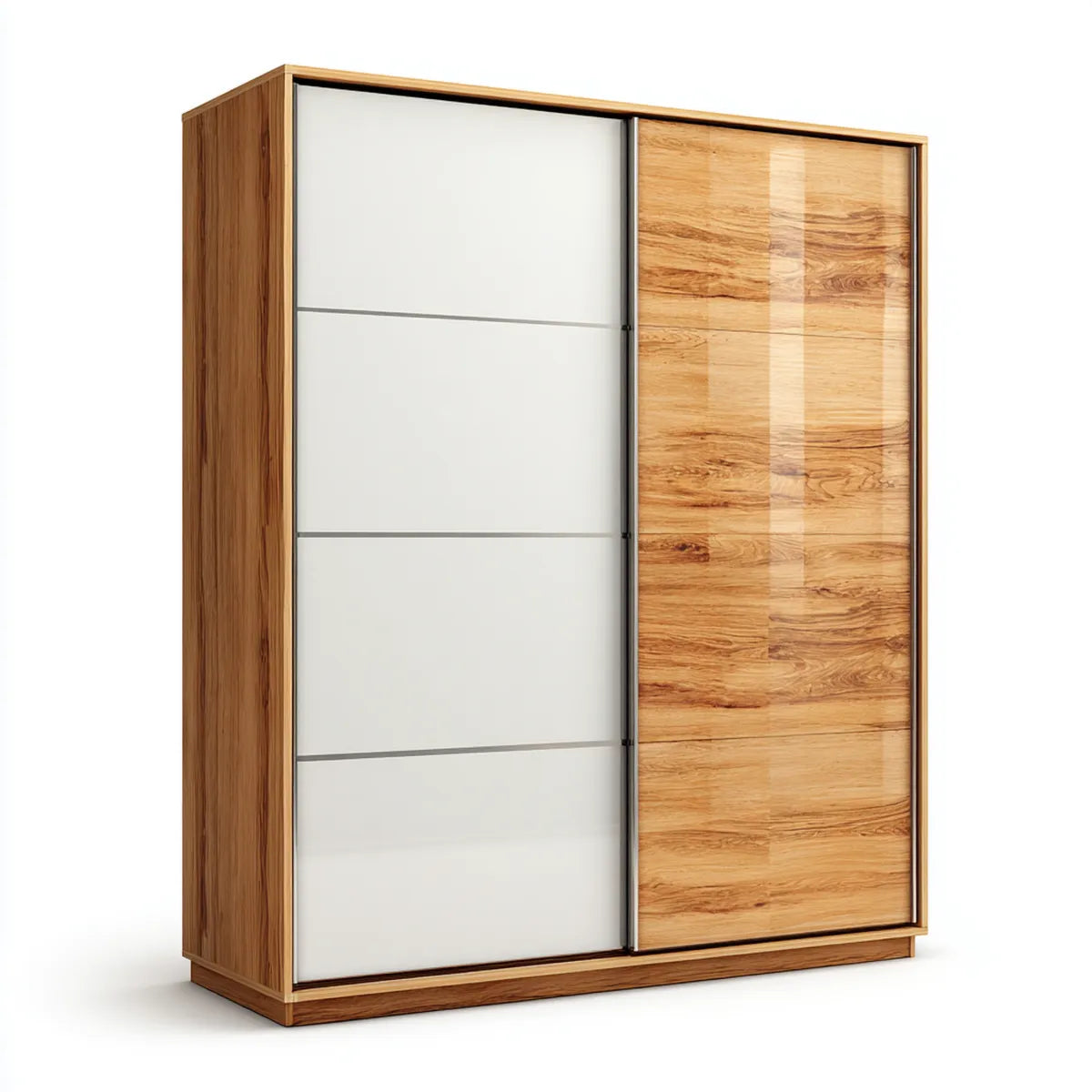 Armoire à portes coulissantes chêne et blanc 200 x 60 x 220 cm panneaux MDF rectangulaire