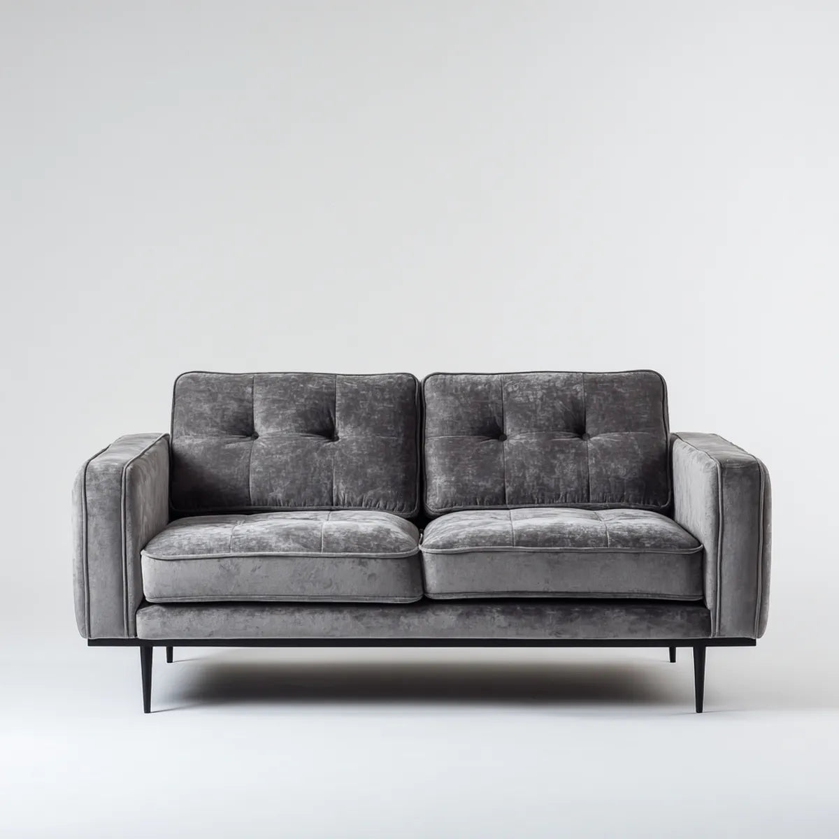 Canapé 2 places gris foncé en velours de polyester 160 x 85 x 84 cm rectangulaire