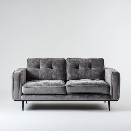 Canapé 2 places gris foncé en velours de polyester 160 x 85 x 84 cm rectangulaire