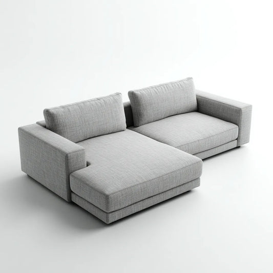 Canapé d'angle gauche 3 places gris clair en polyester forme L 250 x 160 x 85 cm
