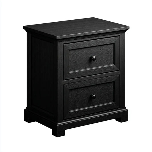 Table de chevet 2 tiroirs noire 50 x 40 x 60 cm en MDF rectangulaire